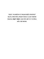 THỰC NGHIỆM sư PHẠM BIỆN PHÁPSỬ DỤNG PHƯƠNG PHÁP THẢO LUẬN NHÓM TRONG dạy học CHUYÊN đề tư TƯỞNG hồ CHÍ MINH 