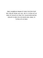 THỰC NGHIỆM sư PHẠM sử DỤNG PHƯƠNG PHÁP nêu vấn đề TRONG dạy học  bài tư TƯỞNG hồ CHÍ MINH về cán bộ và CÔNG tác cán bộ môn NHỮNG vấn đề cơ bản của CHỦ NGHĨA mác LÊNIN, tư TƯỞNG hồ CHÍ MINH 