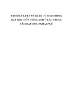 CƠ sở lý LUẬN về QUẢN lý HOẠT ĐỘNG dạy học  môn TIẾNG ANH ở các TRUNG tâm dạy học NGOẠI NGỮ 