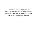 CƠ sở lý LUẬN và THỰC TIỄN của VIỆC vận DỤNG PHƯƠNG PHÁP nêu vấn đề TRONG dạy học học PHẦN KINH tế CHÍNH TRỊ lớp sơ cấp LLCT ở TRUNG tâm CHÍNH TRỊ HUYỆN ĐÔNG hòa, TỈNH PHÚ yên 