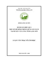(Luận văn thạc sĩ) Đánh giá hiệu quả một số mô hình trồng rừng sản suất tại huyện Văn Lãng tỉnh Lạng Sơn