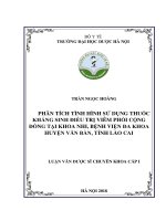 phân tích tình hình sử dụng thuốc kháng sinh điều trị viêm phổi cộng đồng tại khoa nhi, bệnh viện đa khoa huyện văn bàn, tỉnh lào cai 