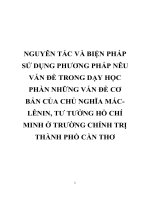 NGUYÊN tắc và BIỆN PHÁP sử DỤNG PHƯƠNG PHÁP nêu vấn đề TRONG dạy học PHẦN NHỮNG vấn đề cơ bản của CHỦ NGHĨA mác LÊNIN, tư TƯỞNG hồ CHÍ MINH ở TRƯỜNG CHÍNH TRỊ THÀNH PHỐ cần THƠ 
