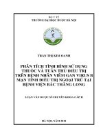phân tích tình hình sử dụng thuốc và tuân thủ điều trị trên bệnh nhân viêm gan virus b mạn tính điều trị ngoại trú tại bệnh viện bắc thăng long 