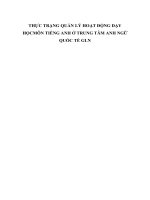 THỰC TRẠNG QUẢN LÝ HOẠT ĐỘNG dạy học  môn TIẾNG ANH ở TRUNG tâm ANH NGỮ QUỐC tế GLN 