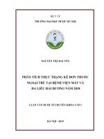 phân tích thực trạng kê đơn thuốc ngoại trú tại bệnh viện mắt và da liễu hải dương năm 2018 