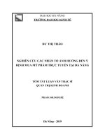 Nghiên cứu các yếu tố ảnh hưởng đến ý định mua mỹ phẩm trực tuyến tại đà nẵng 