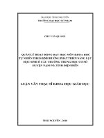 (Luận văn thạc sĩ) Quản lý hoạt động dạy học môn Khoa học tự nhiên theo định hướng phát triển năng lực học sinh ở các trường Trung học Cơ sở huyện Nậm Pồ, tỉnh Điện Biên