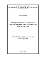 (Luận án tiến sĩ) Xây dựng đời sống văn hóa cơ sở ở phường Yết Kiêu, thành phố Hạ Long, Quảng Ninh