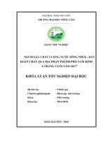 Đánh giá chất lượng nước sông Nhuệ  Đáy đoạn chảy qua địa phận thành phố Nam Định 6 tháng cuối năm 2017 (Khóa luận tốt nghiệp)
