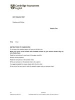 KET FROM 2020 sample tests reading and writing