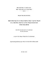 Luận văn thạc sỹ - Biện pháp quản lý hoạt động thực tập sư phạm của trường Trung cấp Sư phạm Mầm non tỉnh Thái Bình