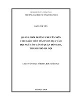 Quản lí bồi dưỡng chuyên môn cho giáo viên mầm non dựa vào đội ngũ cốt cán ở quận Đống Đa, thành phố Hà Nội