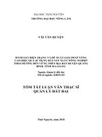 Đánh giá hiện trạng và đề xuất giải pháp nâng cao hiệu quả sử dụng đất sản xuất nông nghiệp theo hướng bền vững trên địa bàn huện quang bình, tỉnh hà giang 