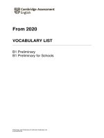 PET FROM 2020 vocabulary list