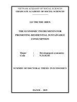 Các công cụ kinh tế trong chính sách thúc đẩy tiêu dùng bền vững của dân cư tt tiếng anh