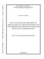 Quản lý ứng dụng công nghệ thông tin trong dạy học ở các trường THCS vùng khó khăn huyện Thanh Thủy, tỉnh Phú Thọ đáp ứng yêu cầu đổi mới giáo dục