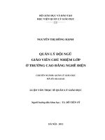 Luận văn thạc sỹ - Quản lý đội ngũ giáo viên chủ nhiệm lớp ở Trường Cao đẳng nghề Điện