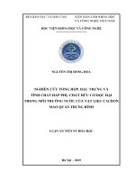 Nghiên cứu tổng hợp, đặc trưng và tính chất hấp phụ chất hữu cơ độc hại trong môi trường nước của vật liệu cacbon mao quản trung bình