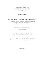 Luận văn thạc sỹ - Biện pháp quản lý công tác xã hội hóa giáo dục ở trường THPT Sơn Thịnh, huyện Văn Chấn, tỉnh Yên Bái