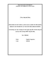 Ảnh hưởng của việc sử dụng trò chơi ngôn ngữ đối với khả năng nói của học sinh trường THPT Nguyễn Huệ (Luận văn thạc sĩ)