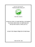 (Luận văn thạc sĩ) Đánh giá công tác bồi thường, giải phóng mặt bằng một số dự án trên địa bàn huyện Bảo Thắng, tỉnh Lào Cai