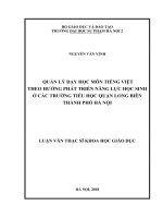 Quản lí dạy học môn Tiếng Việt theo hướng phát triển năng lực học sinh ở các trường tiểu học quận Long Biên Thành phố Hà Nội