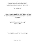 Thích ứng của giáo viên tiểu học tỉnh sơn la với đánh giá học sinh theo tiếp cận năng lực tt tiếng anh 