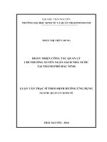 Hoàn thiện công tác quản lý chi thường xuyên ngân sách nhà nước tại thành phố Bắc Ninh (Luận văn thạc sĩ)