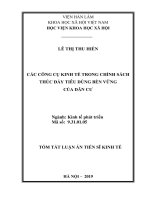 Các công cụ kinh tế trong chính sách thúc đẩy tiêu dùng bền vững của dân cư tt