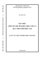 Dạy học một số chủ đề khoa học lớp 4, 5 qua trò chơi học tập