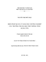 Luận văn thạc sỹ - Biện pháp quản lý giáo dục hướng nghiệp các TrườngTrung học phổ thông Tỉnh Hưng Yên