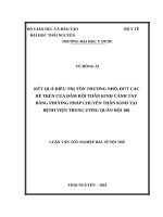 Kết quả điều trị tổn thương nhổ, đứt các rễ trên của đám rối thần kinh cánh tay bằng phương pháp chuyển thần kinh tại bệnh viện trung ương quân đội 108 