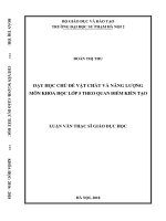 Dạy học chủ đề Vật chất và Năng lượng môn Khoa học lớp 5 theo quan điểm kiến tạo