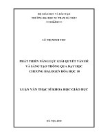 Phát triển năng lực giải quyết vấn đề và sáng tạo thông qua dạy học chương Halogen hóa học 10