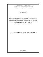 Phát triển năng lực hợp tác giải quyết vấn đề cho học sinh thông qua dạy học phần kim loại hóa học 12