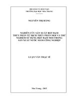 Nghiên cứu sản xuất bột đạm thủy phân từ dịch thủy phân moi và thử nghiệm sử dụng bột đạm moi trong sản xuất nước mắm công nghiệp 