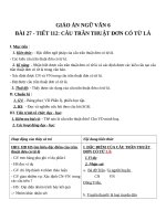 Giáo án Ngữ văn 6 bài 27: Câu trần thuật đơn có từ là