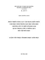 Phát triển năng lực vận dụng kiến thức cho học sinh trong dạy học hóa học chương sắt và một số kim loại quan trọng lớp 12 thông qua bài tập hóa học 