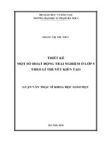 Thiết kế một số hoạt động trải nghiệm ở lớp 5 theo lí thuyết kiến tạo 