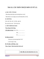 Giáo án Ngữ văn 6 bài 27: Câu trần thuật đơn có từ là