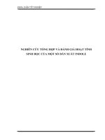 NGHIÊN cứu TỔNG hợp và ĐÁNH GIÁ HOẠT TÍNH SINH học của một số dẫn XUẤT INDOLE 