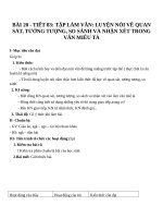 Giáo án Ngữ văn 6 bài 20: Luyện nói về quan sát, tưởng tượng, so sánh và nhận xét trong văn miêu tả