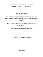 Vai trò của đạo đức xã hội trong việc hình thành và phát triển nhân cách sinh viên ở hà nội hiện nay tt tiếng anh 