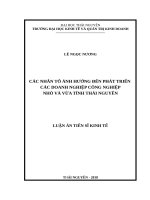 Các nhân tố ảnh hưởng đến phát triển các doanh nghiệp công nghiệp nhỏ và vừa tỉnh thái nguyên