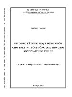 Luận văn giáo dục kỹ năng hoạt động nhóm cho trẻ 5 6 tuổi thông qua trò chơi đóng vai theo chủ đề