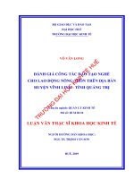 ĐÁNH GIÁ CÔNG tác đào tạo NGHỀ CHO LAO ĐỘNG NÔNG THÔN TRÊN địa bàn HUYỆN VĨNH LINH   TỈNH QUẢNG TRỊ 