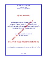 HOÀN THIỆN CÔNG tác KIỂM SOÁT CHI đầu tư xây DỰNG cơ bản từ NGUỒN vốn NGÂN SÁCH NHÀ nước QUA KHO bạc TRÊN địa bàn THỊ xã QUẢNG TRỊ, TỈNH QUẢNG TRỊ 