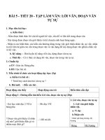 Giáo án Ngữ văn 6 bài 5: Lời văn, đoạn văn tự sự