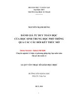 Đánh giá tư duy toán học của học sinh trung học phổ thông qua các câu hỏi kết thúc mở (tt) 